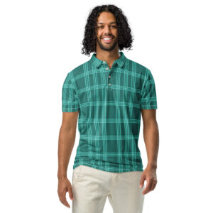 Men’s Blue Green Slim Fit Polo